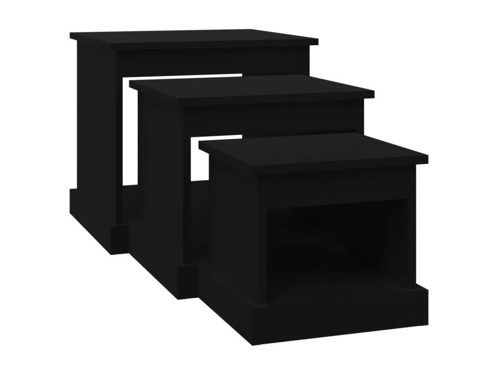 Tables gigognes 3 pièces noir bois d'ingénierie 58922RMYG