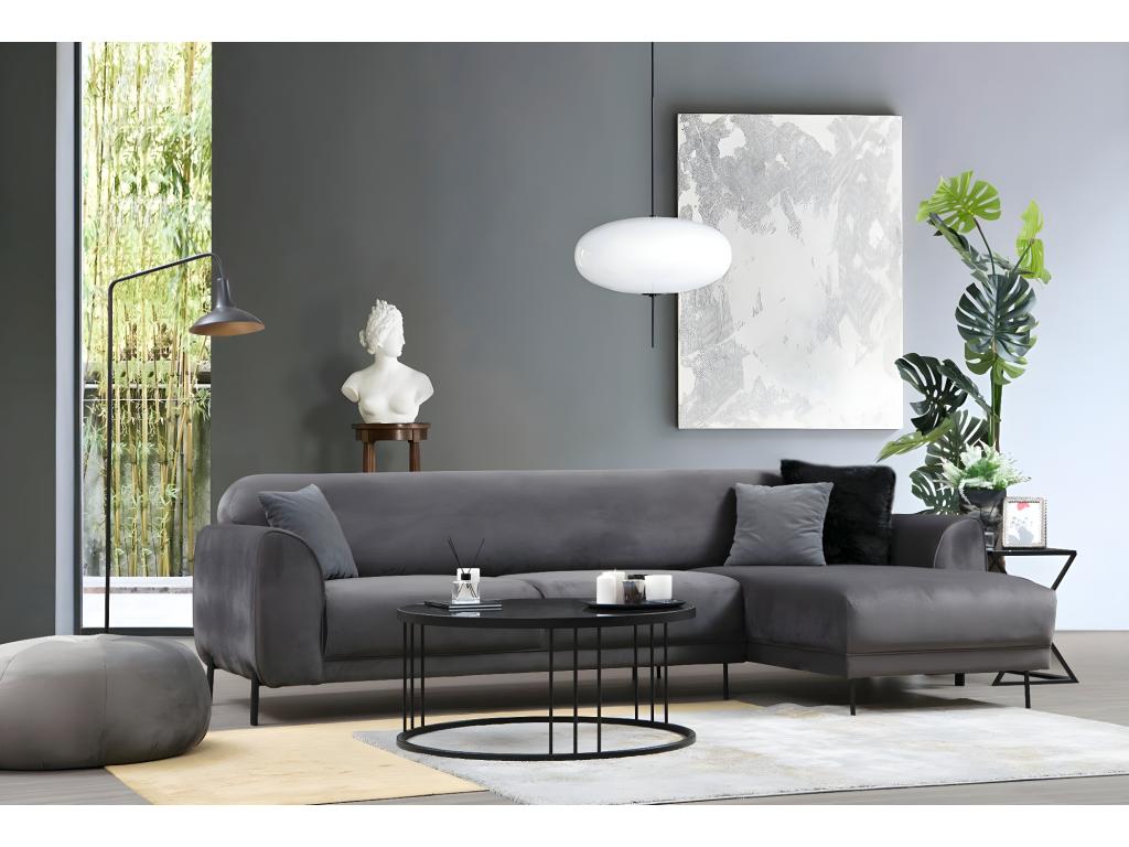 Canapé d'angle droit Bohometop Velours Anthracite 79685GQST