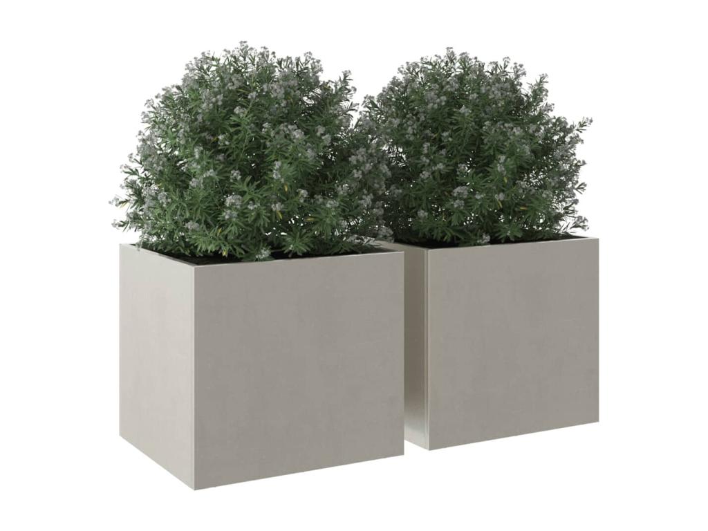 Jardinières 2 pcs argenté 32x30x29 acier inoxydable 41713GIDD