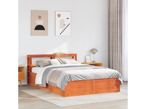 Cadre de lit et tête de lit cire marron 135x190 cm bois de pin 20641CYMT