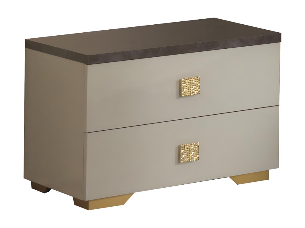 Bohometop - Chevet 2 Tiroirs Coloris Crème et Bronze 01154PMXS