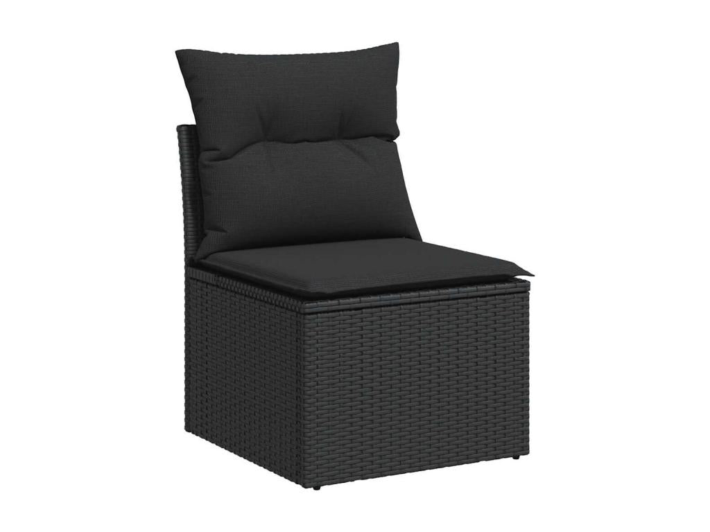 Salon de jardin 7 pièces avec coussins noir résine tressée 04846OBKM