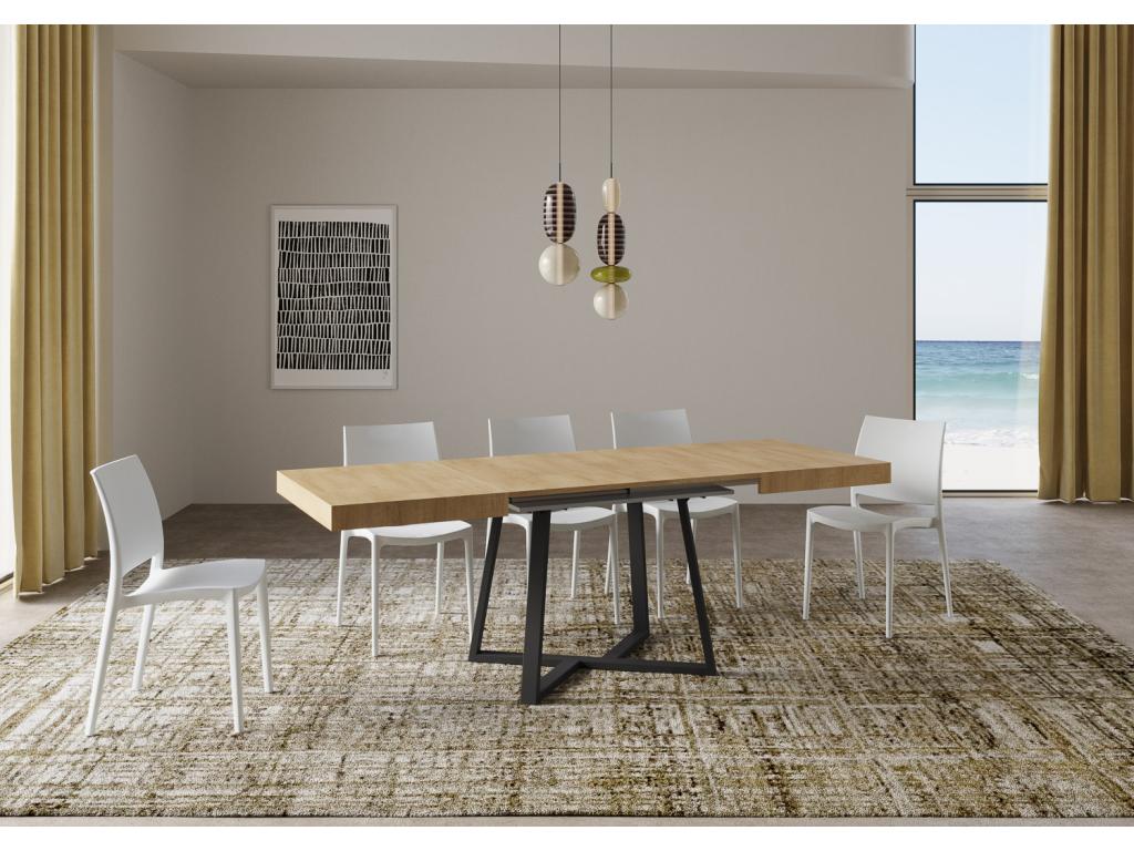 Table extensible 90x130/390 cm Calmetop chêne nature pieds anthracite 84595MUAF