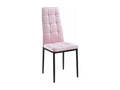Chaise velours rose clair capitonné et pieds acier noir Bohometop 71993PKKO