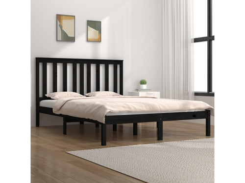 Cadre de lit Noir Bois de pin massif 200x200 cm 32396KXGP