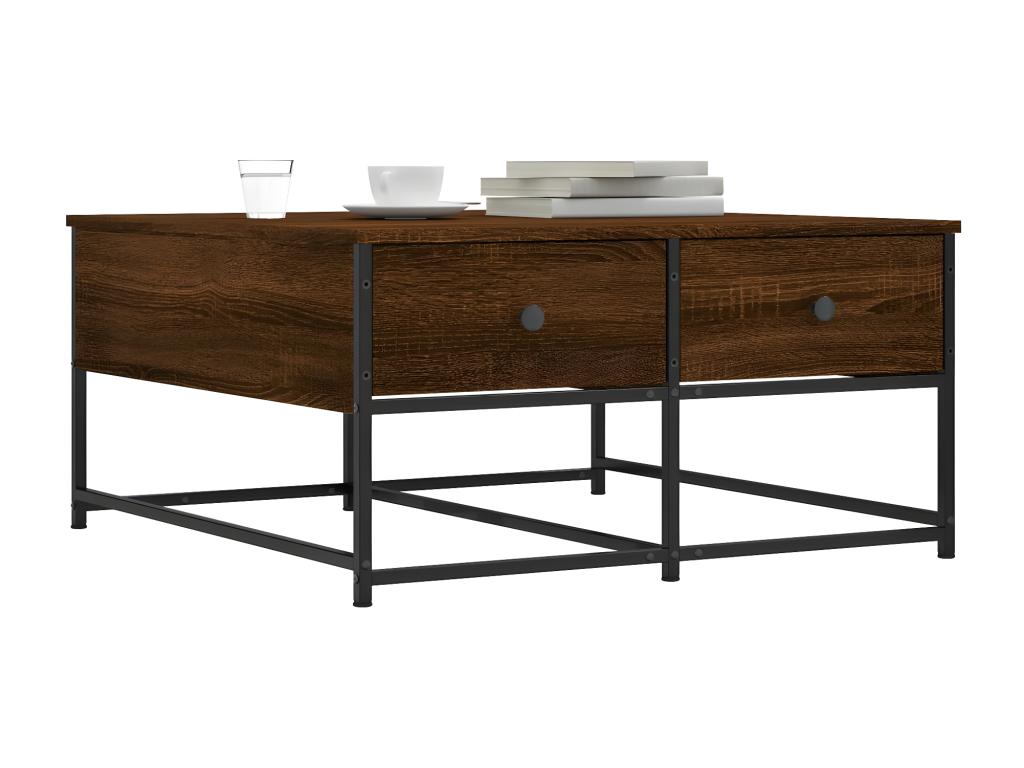 Table basse chêne marron 80x80x40 cm bois d'ingénierie 92286WSNS