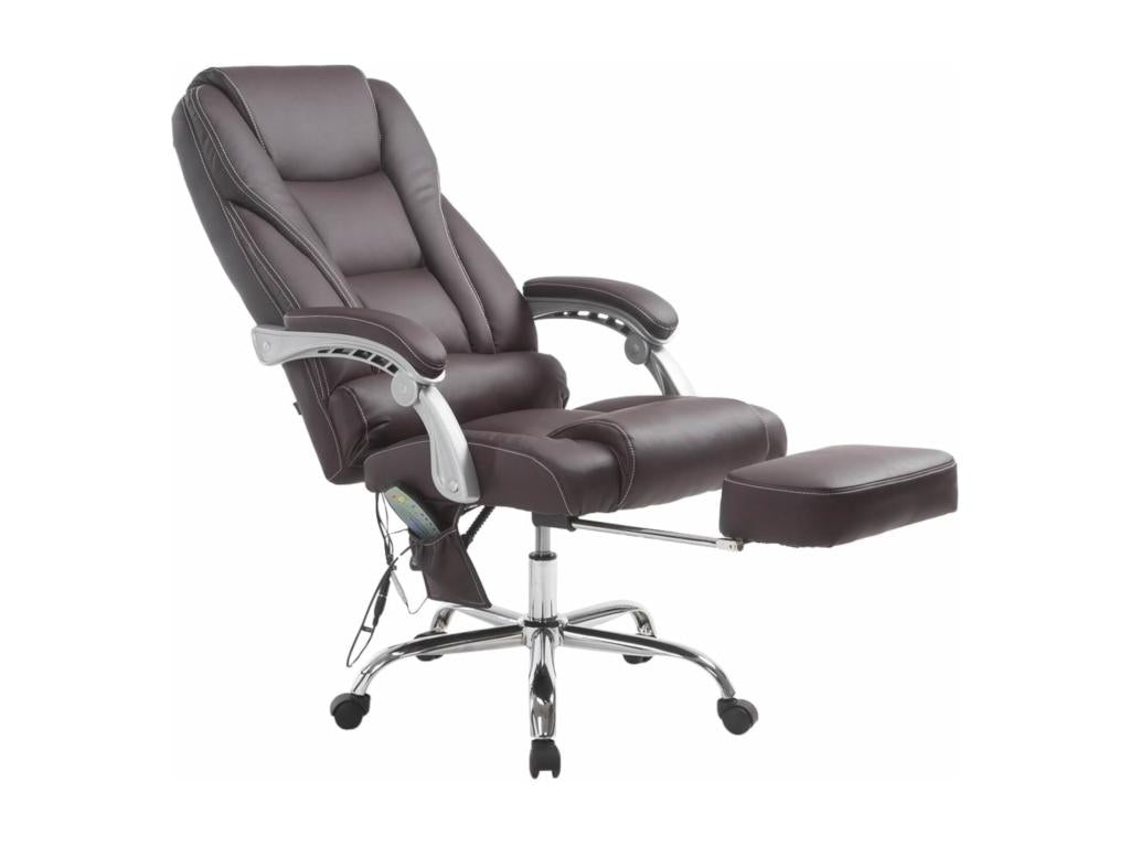 Chaise de bureau - Similicuir / Métal chromé - Marron - Calmetop 45735ZGXA