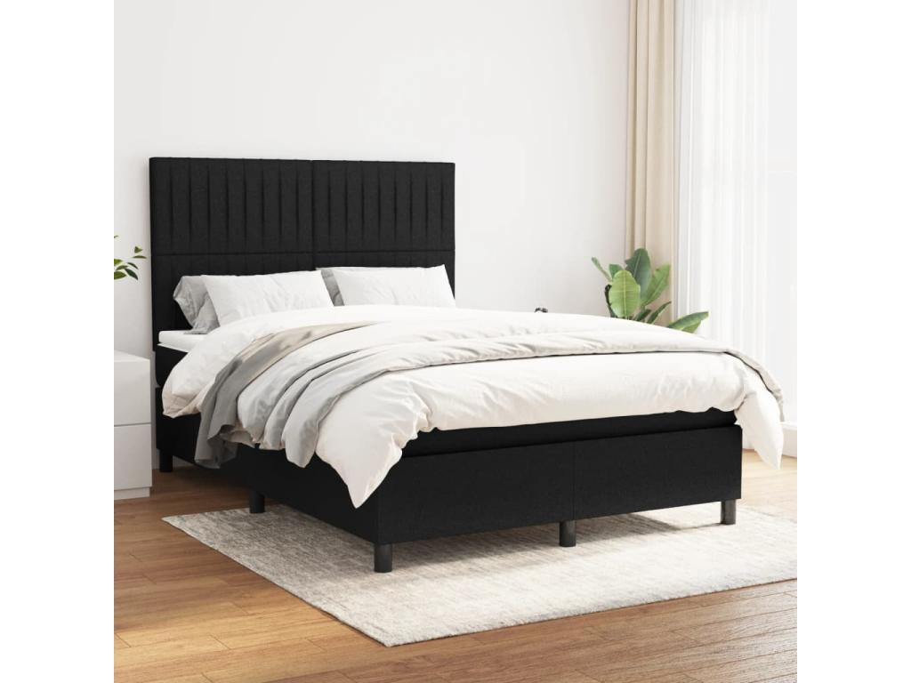 Sommier à Nidchicshop de lit avec matelas Noir 140x190 Tissu 06406QCET