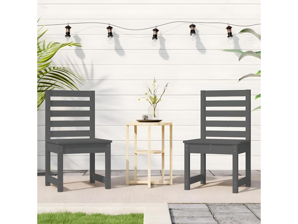 Chaises de jardin 2 pcs gris 40,5x48x91,5 bois massif de pin 07942VFHP