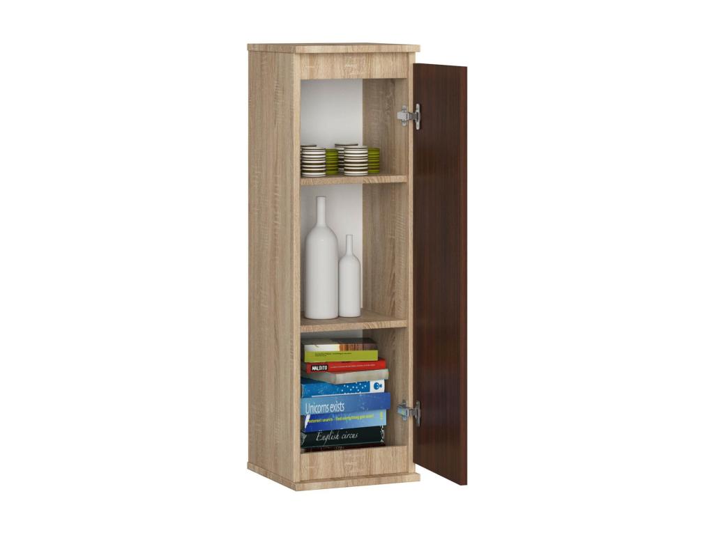 Vitrine armoire Nidchicshop L30 Chêne Nidchicshop 30 cm 1 porte façade Wengé 3 étagères 30x30x99 cm 67897LYRY