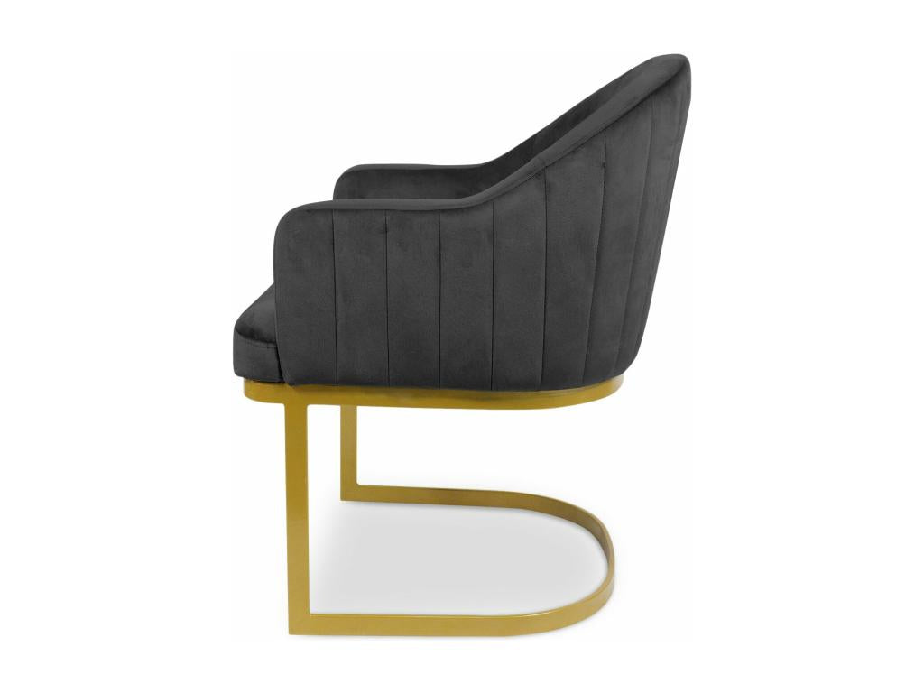 Fauteuil en Velours Design Calmetop 71cm Noir 65940YAZO