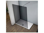 Paroi de douche grise 120x200cm à l'italienne avec barre de fixation 73-120cm en carré en 8mm verre trempé anticalcaire 73833YTQA