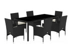 Ensemble à manger de jardin et coussins 7 pièces noir rotin Calmetop 33291LLDD
