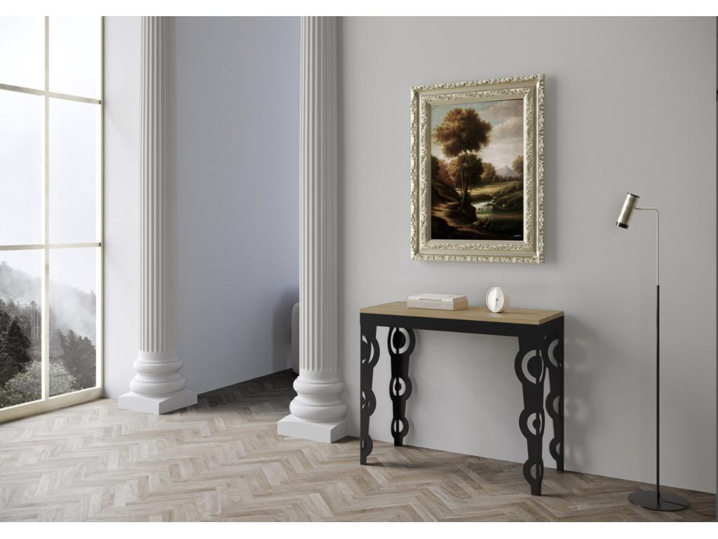 Console extensible style oriental Agadir 90x40-196 ou 90x40-300-Couleur Naturel-3 rallonges 78304URUA