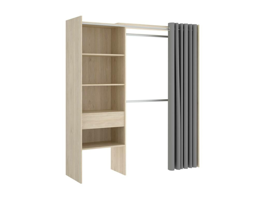 Armoire Calmetop Structure pour dressing avec rideau Cintre ouvert 160x50h205 cm Chêne 14404FWRQ
