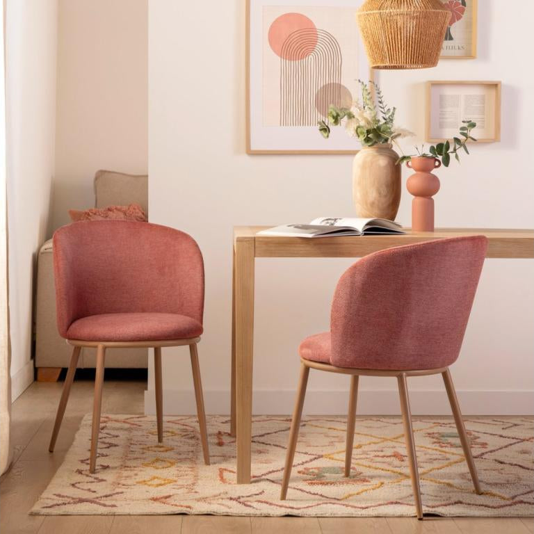 Chaise de salle à manger en tissu terracota 51x80 cm-Calmetop 72898AAXW