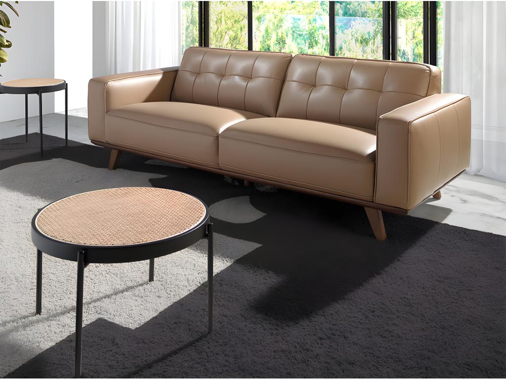 Table basse ronde en rotin et acier 2111 Calmetop 65871GSGJ
