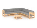 Salon de jardin 8 pièces avec coussins Bois de pin massif 34059MNEV