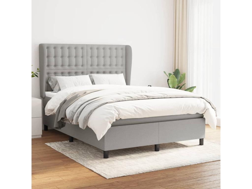 Lit à sommier tapissier avec matelas Gris clair 140x190cm Tissu 68199VUOR