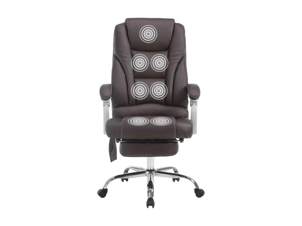 Chaise de bureau - Similicuir / Métal chromé - Marron - Calmetop 45735ZGXA