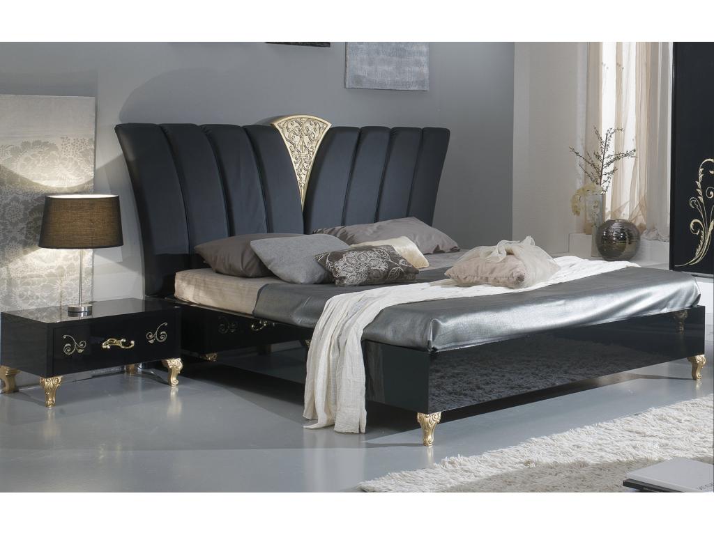 Chevet 1 tiroir design bois laqué noir et doré Nidchicshop 60cm 62949XREB