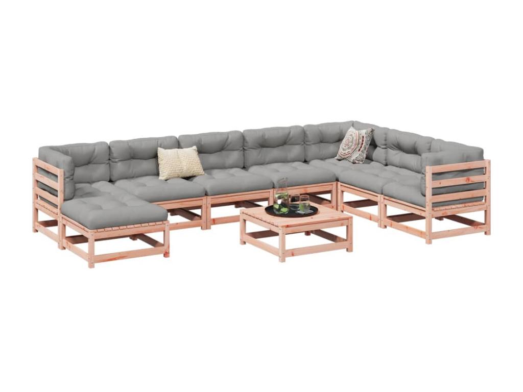 Salon de jardin 9 pcs avec coussins sapin de Calmetop solide 55351BEVY