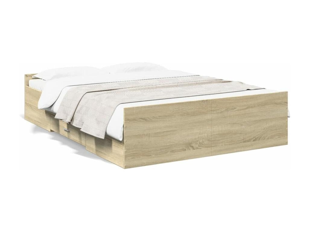 Cadre de lit avec tiroirs sans matelas chêne Nidchicshop 135x190 cm 15395YOBW