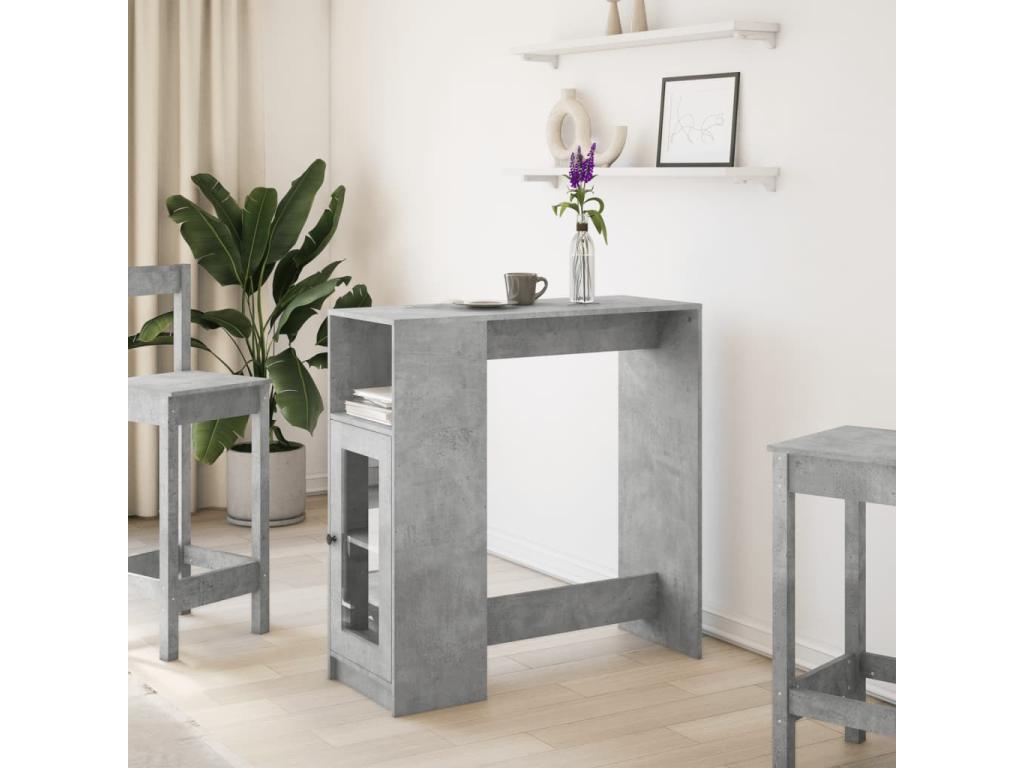 Table de bar avec étagères gris béton bois d'ingénierie 82910RUPG