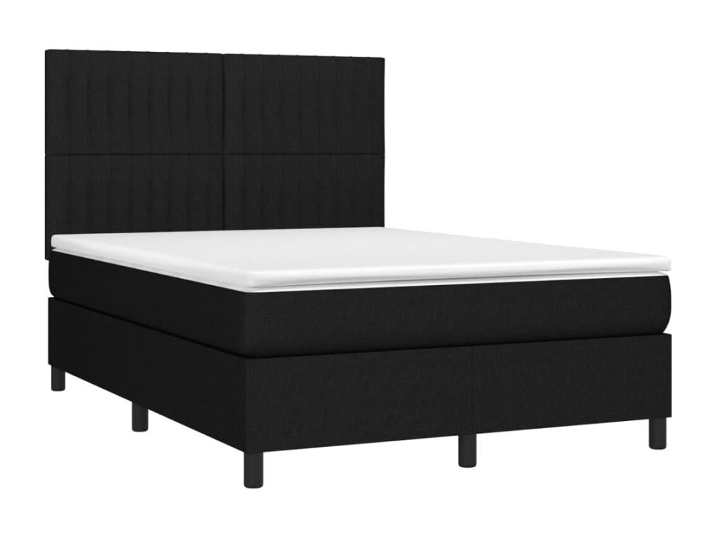Sommier à Nidchicshop de lit avec matelas Noir 140x190 Tissu 06406QCET