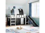 Lit mezzanine enfants et tunnel blanc/noir 90x200 cm pin massif 52177ZMFR
