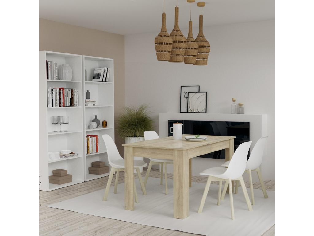 Table à manger en aggloméré et mélamine finition Nidchicshop coloris chêne naturel - Longueur 140 x Profondeur 80 x Hauteur 77 cm 57426RSBM
