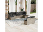 Salon de jardin 9 pcs avec coussins gris résine tressée 44698PPJW