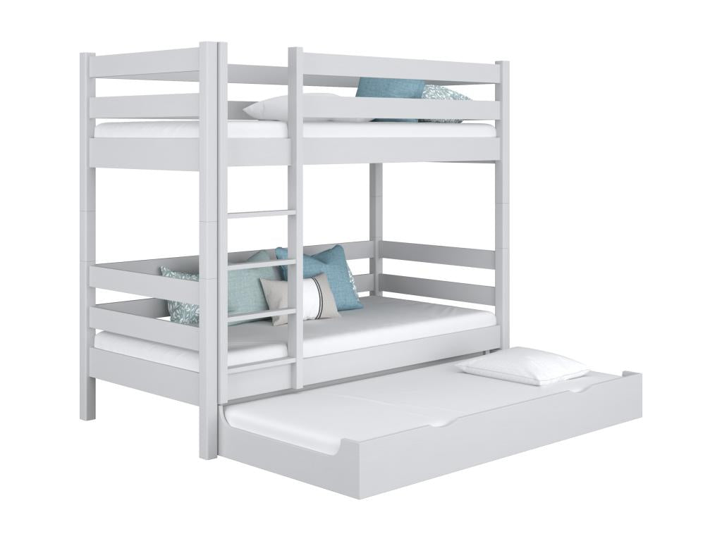 Lit superposé en bois - avec tiroir pour matelas N01 Gris 120x180 41241IDJY