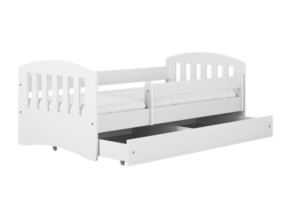 Lit enfant avec barrière de sécurité amovible blanc Calmetop-Matelas mousse-80x180-Tiroirs Avec tiroir 63599AIMP