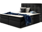 Ensemble boxspring complet tête de lit sommiers matelas surmatelas Calmetop - simili cuir noir - 180x200 cm 50336KERS