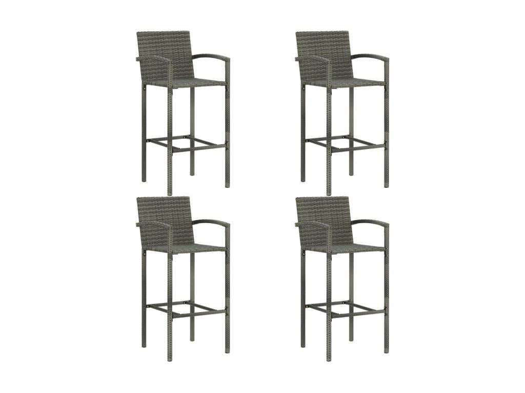 Ensemble de bar d'extérieur 5 pcs accoudoir Résine tressée Gris 81546AXEC