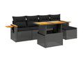 Salon de jardin 6 pcs avec coussins noir résine tressée 61726IWGI