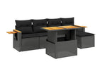 Salon de jardin 6 pcs avec coussins noir résine tressée 61726IWGI