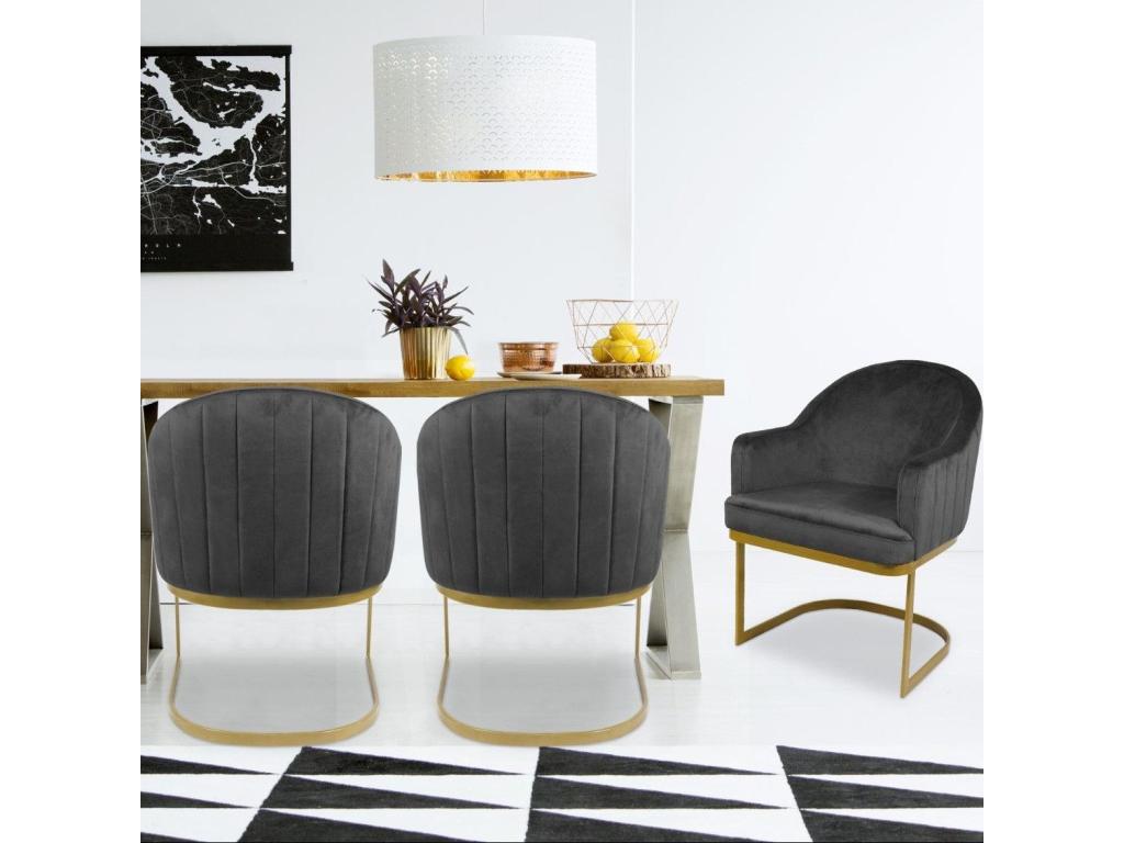 Fauteuil en Velours Design Calmetop 71cm Noir 65940YAZO
