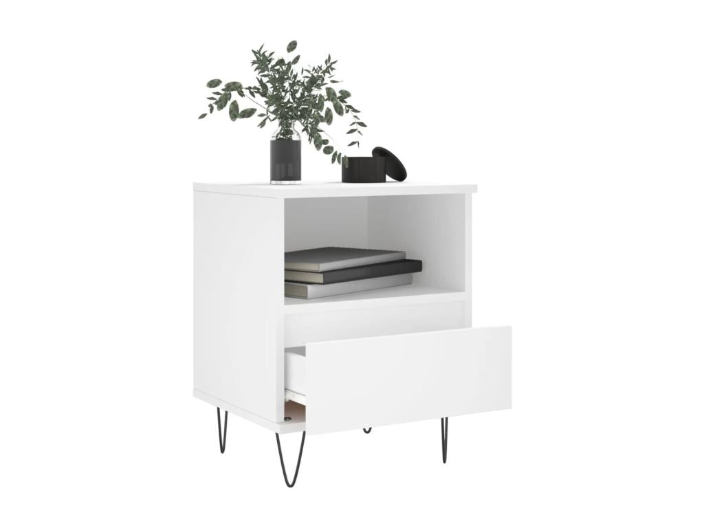 Table de chevet Blanc 40x35x50 Bois d'ingénierie 49134YKJE
