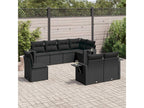 Salon de jardin 8 pièces avec coussins noir résine tressée 87204VUOJ