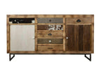 Buffet en bois et cuir marron 180x47x95h 10155LNTI