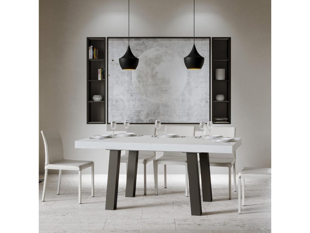 Table extensible 90x180/284 cm Bridge Frêne Blanc cadre Anthracite 86031MPME