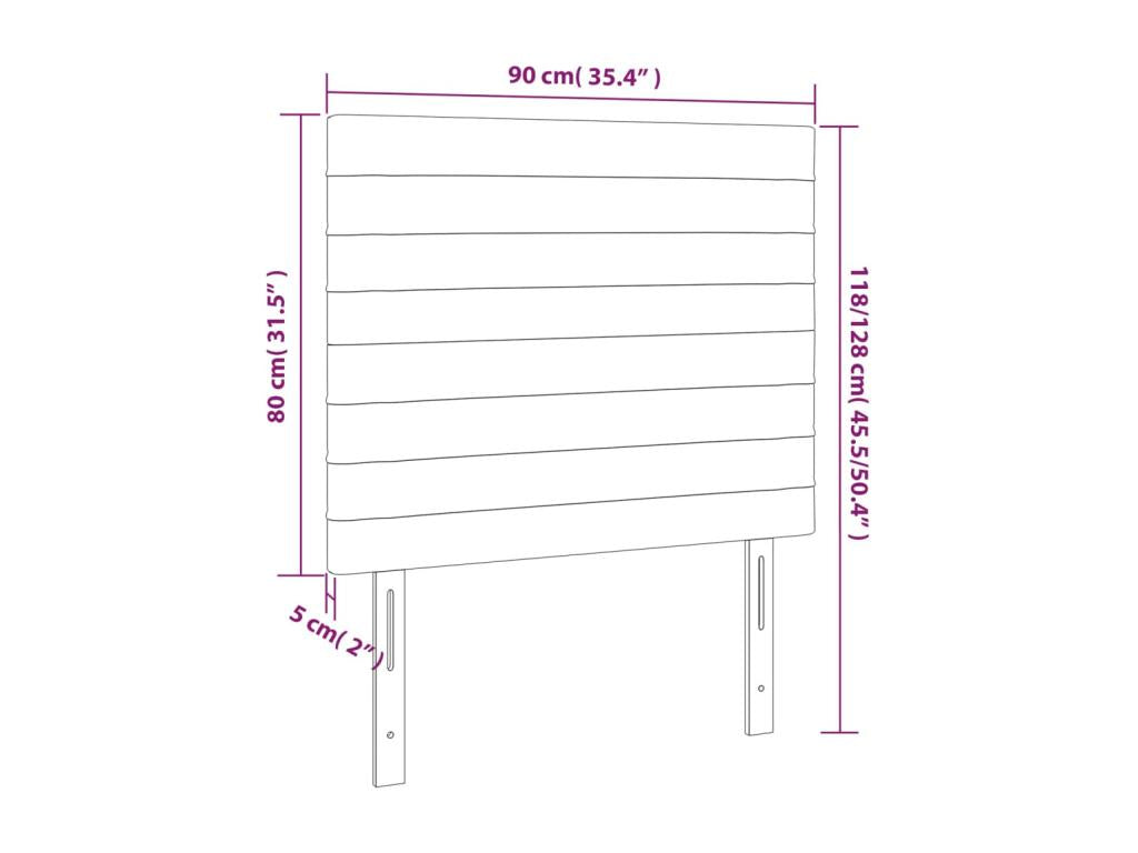Tête de lit à LED Gris foncé 90x5x118/128 cm Tissu 28522IJWK