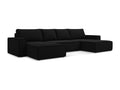 Canapé d'angle panoramique convertible en velours - noir - Calmetop 15207NUFP