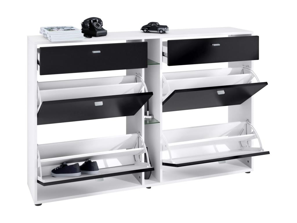 Meuble à Chaussures Blanc Mat Et Aspect Chêne Nature lxhxp 155.5x95x28 LED Rgb 24649FXCK