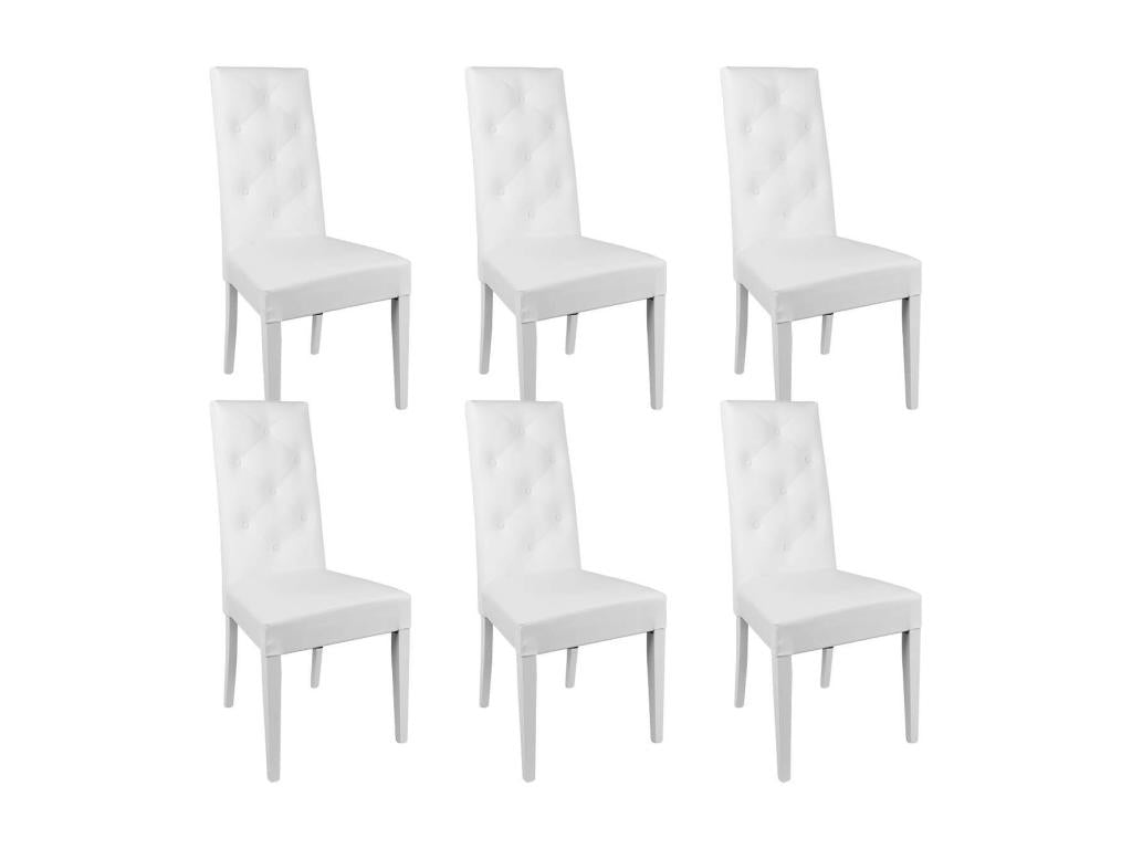Calmetop - Lot de 6 Chaises Simili Blanc et Pieds Laqués 27110NWQR