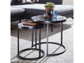 Table d'appoint Lot de 2 Effet Marbre Table Basse de Salon Ronde Moderne 03054ALQH