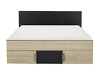 Cadre Tête de lit 140x190 Rangements Chêne/Noir - AMBRE 94499TAFT