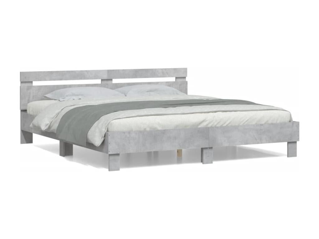 Cadre de lit avec tête de lit gris béton 180x200 cm 58846BPKH